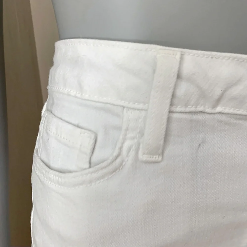 JUST BLACK White Denim Stretch Cotton Raw Hem Skirt Style # CD132K Size Small - Picture 7 of 16